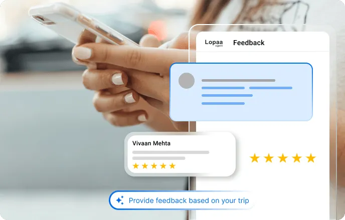 User submitting feedback on a travel service.
